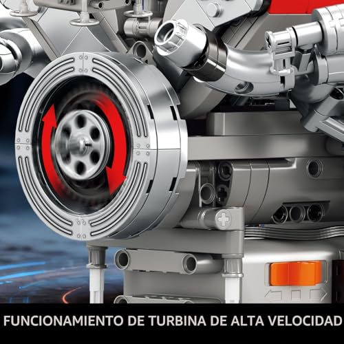 Detalle de Reobrix 33015: Maqueta de Motor V8 para Adultos, movimiento realista con pistones y cigüeñal funcional