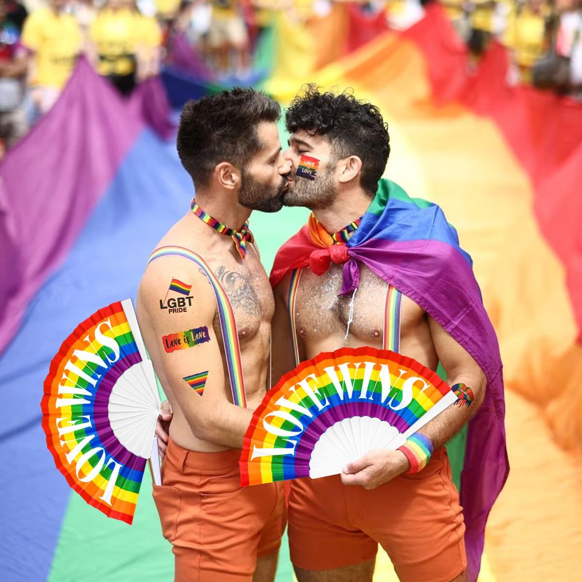Thumbnail 3 de iZoeL Pride Fan Set: 10 Pieces of Rainbow Spirit for Parades and Celebrations