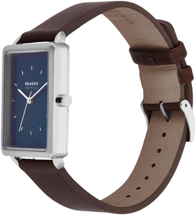Detalle de Skagen Hagen Herrenuhr – Quarz-Drei-Zeiger, Edelstahl- oder Lederband, 36 mm