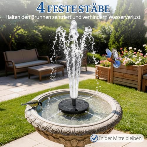 Thumbnail 6 de HOAMZ Solarbrunnen für Außen 3.0W | 160 mm, 4-in-1 Düse, schwimmende Pumpe für Garten, Teich, Vogelbad
