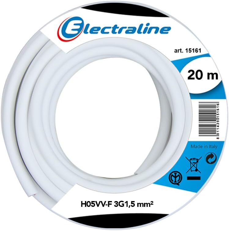 Thumbnail 4 de Electraline 11781 Cavo per Prolunghe H05VV-F 3G1.5 mm, 10 mt, Bianco