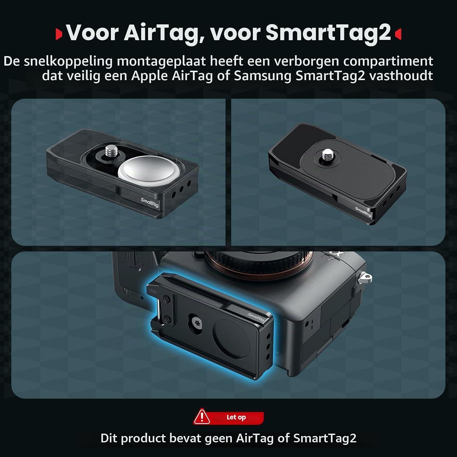 Thumbnail 1 de SMALLRIG MD5422 montageplaat voor AirTag of SmartTag2, Arca-type