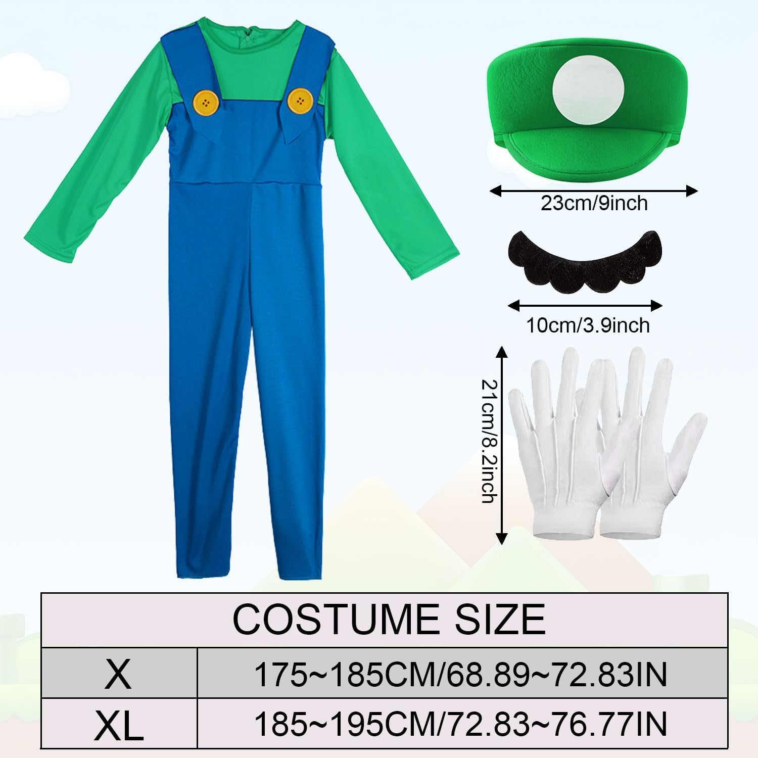 Detalle 2 de Shengruili Mario Luigi Kostüm 114% 🎭