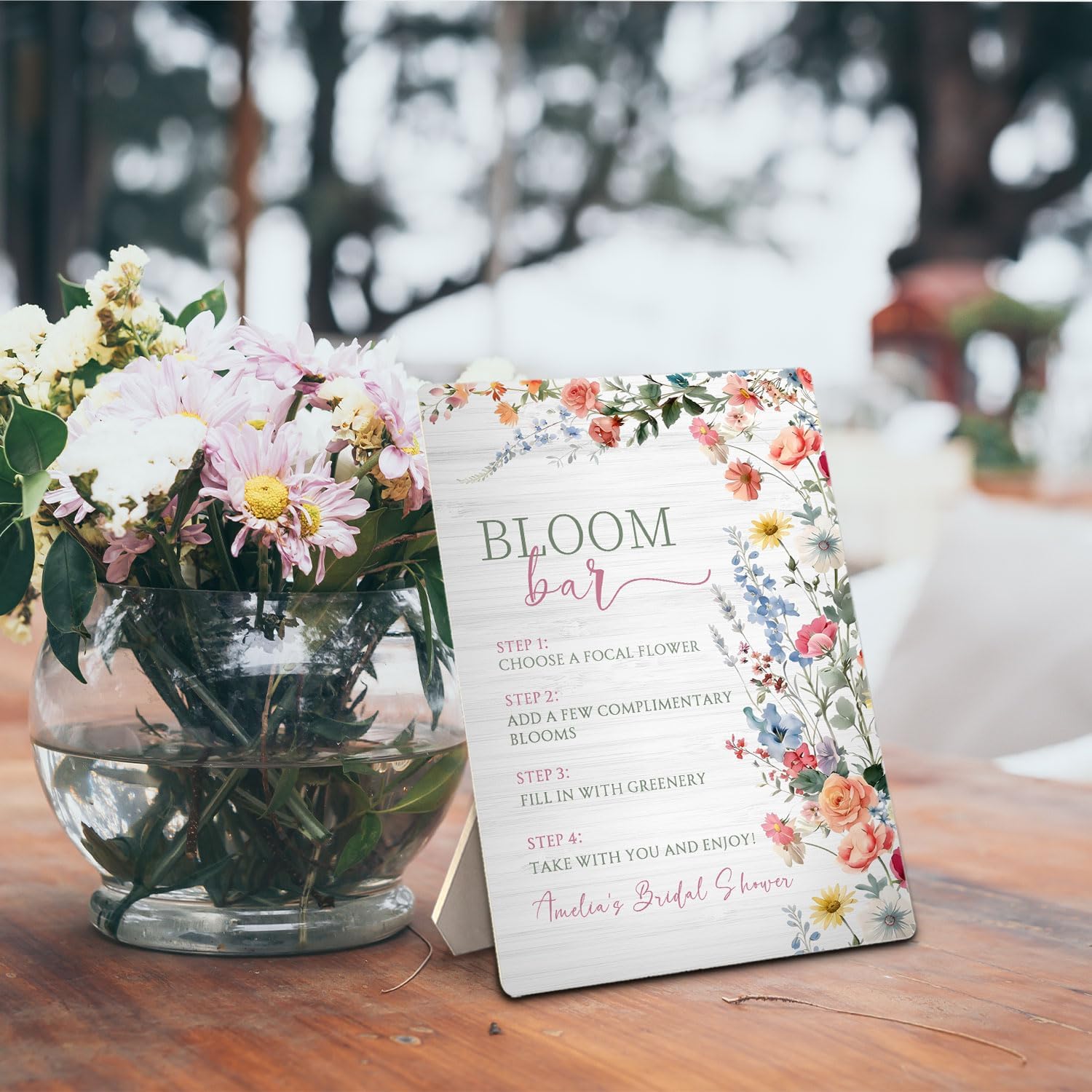 Detalle de ERYBHKRTYH Flower Bloom Bar Sign, 5x7-Inch Wooden Wedding Table Sign