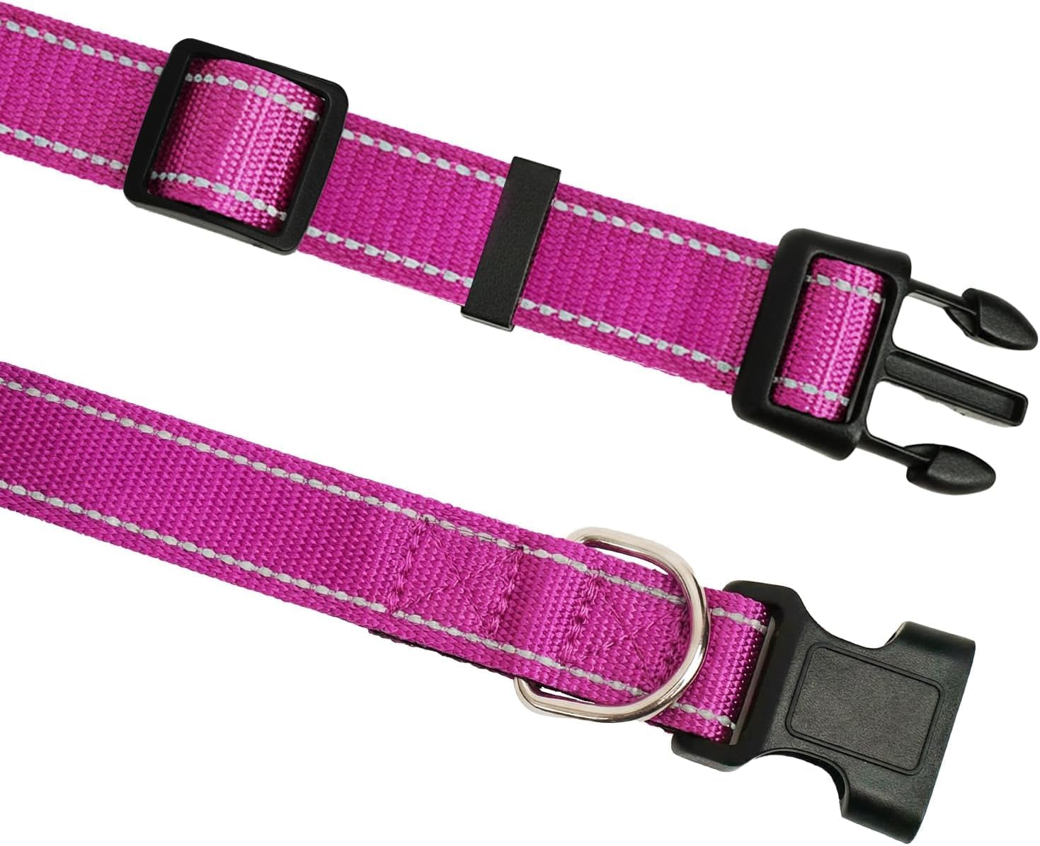 Detalle 2 de PawView Halsband Hund Verstellbar – Weich gepolstertes Neopren-Nylon Halsband mit QR-Code-Hundemarke (S: 2 cm breit, 30–40 cm) Magenta