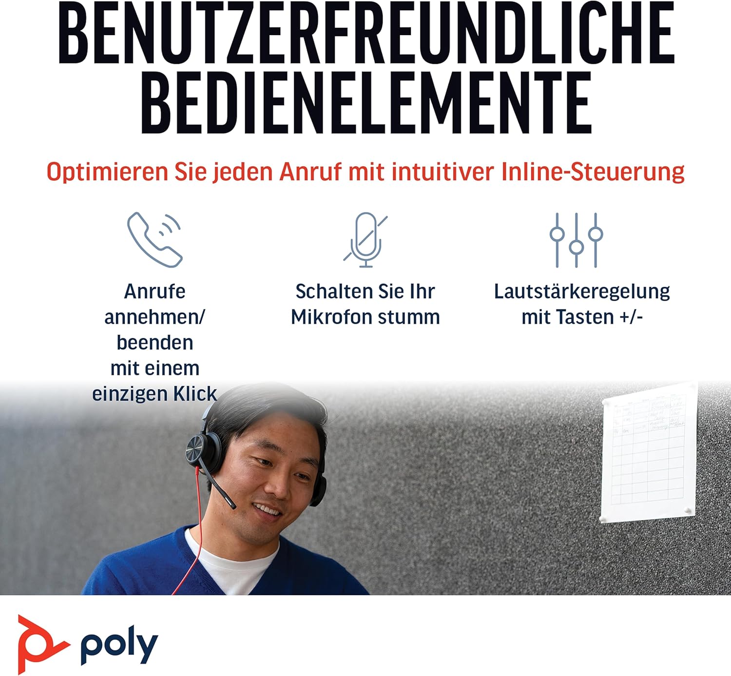 Thumbnail 3 de Poly Headset Blackwire C8225 mit USB-A/C – hybrides Active Noise Cancelling für konzentriertes Arbeiten