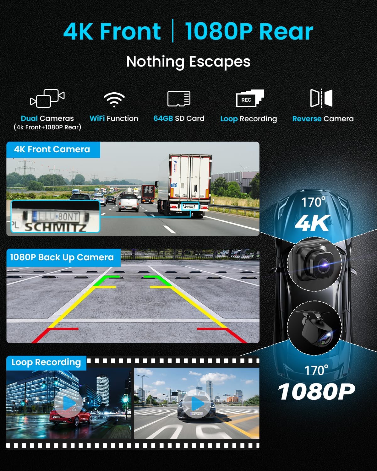 Thumbnail 5 de 11" Wireless CarPlay Screen with 4K Dash Cam ⚙