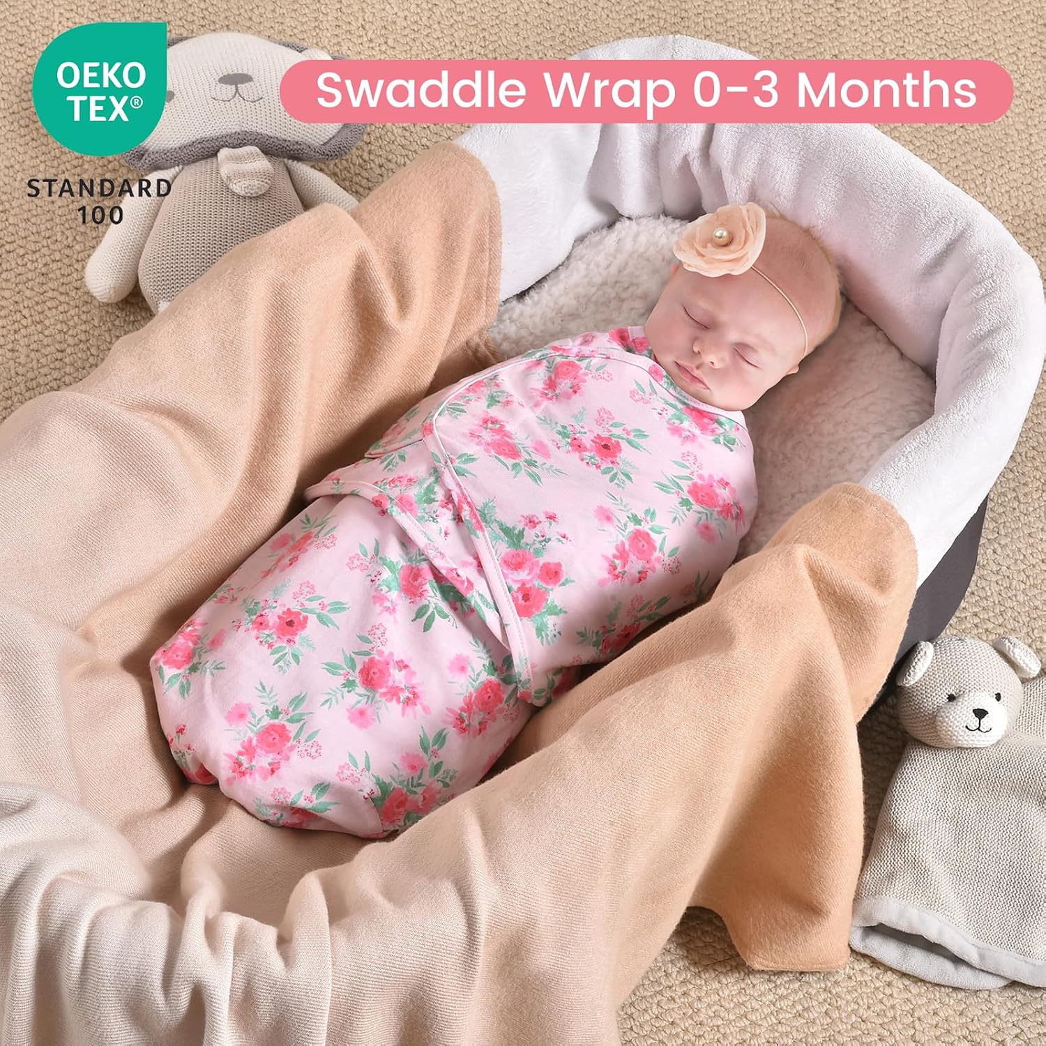 Detalle de David's Kids Baby Swaddle Wrap, 100% Cotton