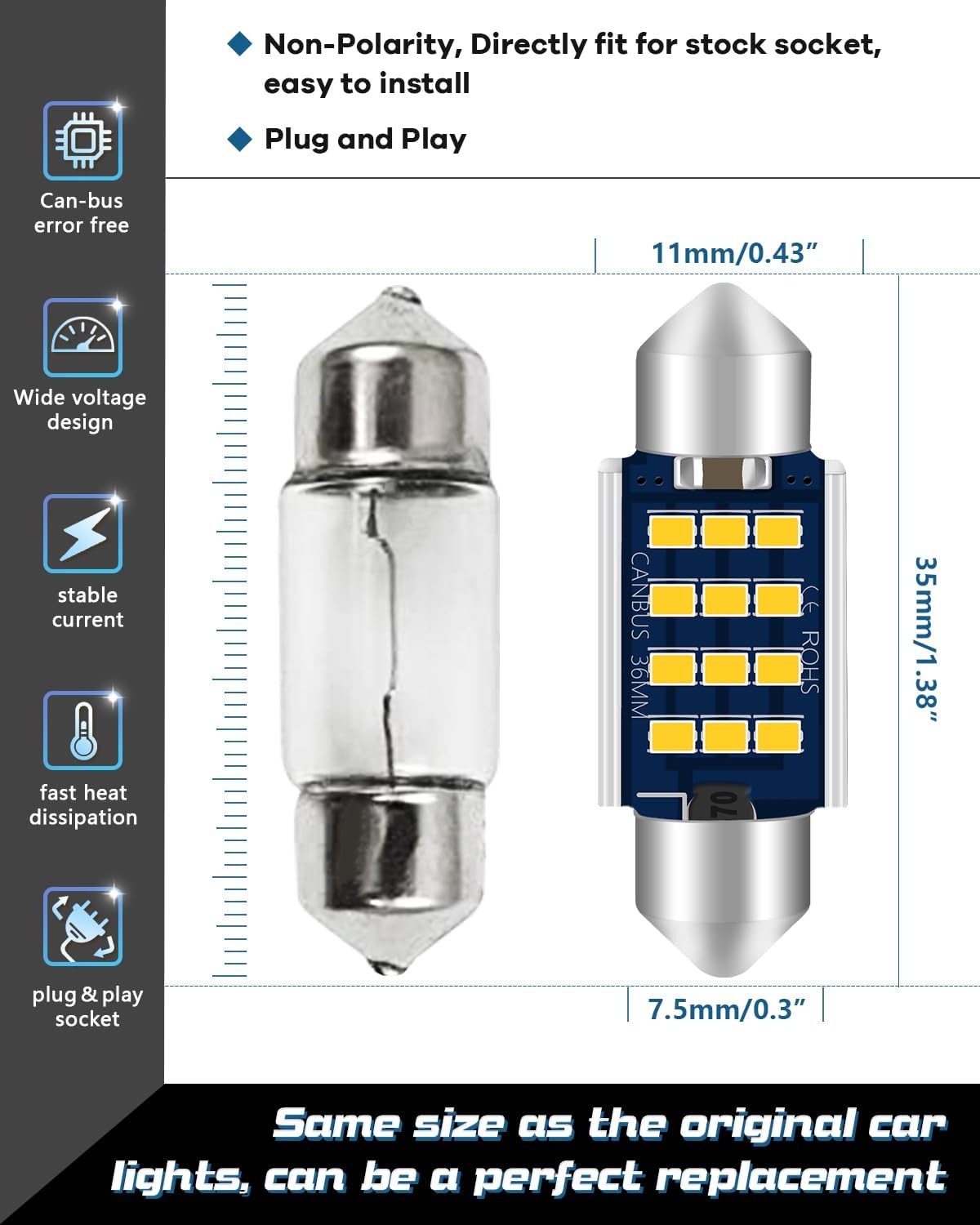 Detalle 2 de ALOPEE Festoon LED Bulbs 36 mm
