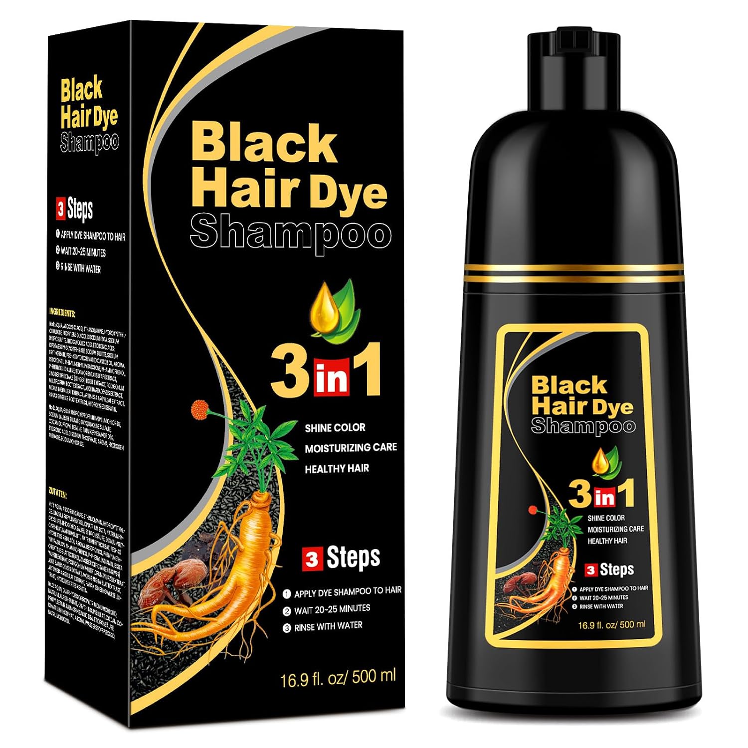 Detalle de Black Hair Dye Haarfärbeshampoo 500 ml
