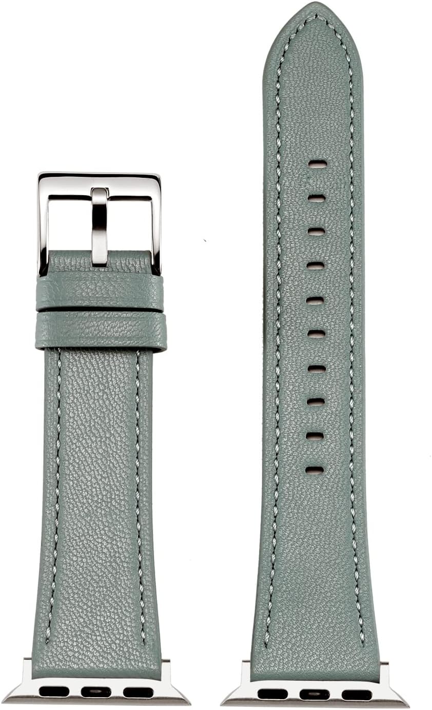 Detalle de MUENShop Sheep Leather Apple Watch Strap – 42mm to 49mm, Soft Sheepskin with Stainless Clasp