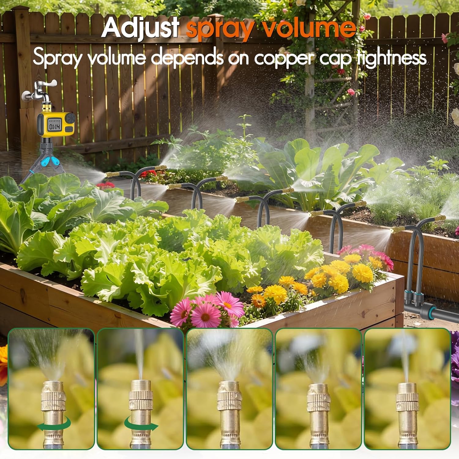 Thumbnail 6 de CyberOrd Drip Irrigation System Kit with built-in hose timer, 98ft tubing and 20 adjustable 360° nozzles