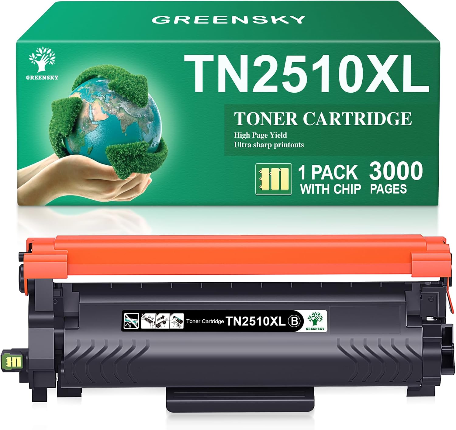 Detalle de GREENSKY TN2510XL toner 1 Black for Brother printers 🖨