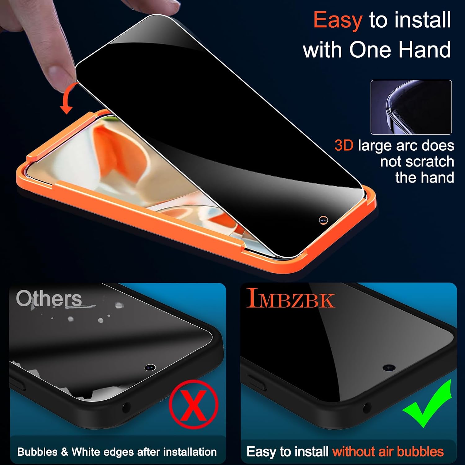 Thumbnail 6 de IMBZBK Screen Protector for Pixel 9 Pro XL, 25° Privacy Glass, 3+3 Pack