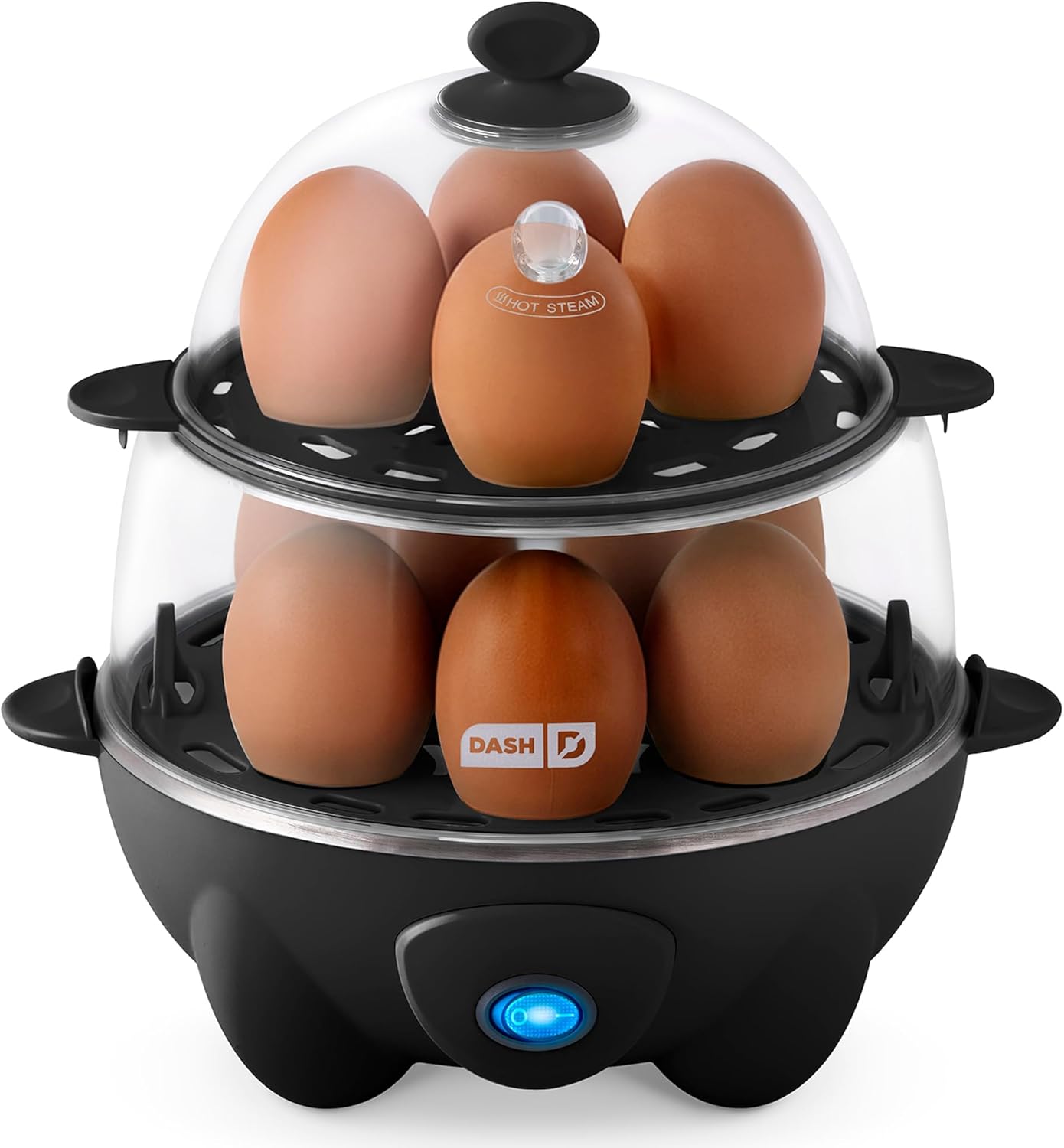Dash Deluxe Egg Cooker - Boiler, Poacher & Steamer (12 Eggs) in Black