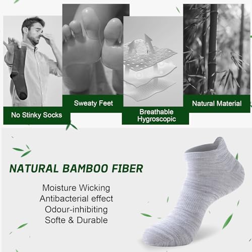 Detalle de Niorasen Bamboo Trainer Socks for Men & Women – 6 Pairs, Low Cut