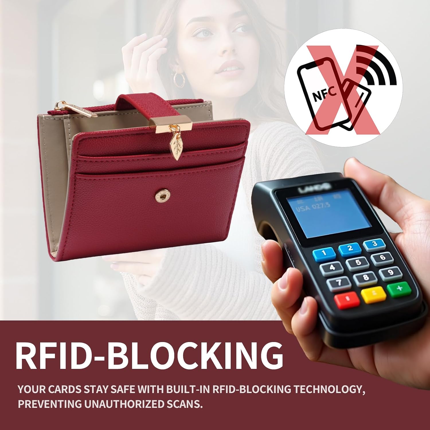 Detalle 2 de Pomelo Best Women's RFID Wallet compact bi-fold purse