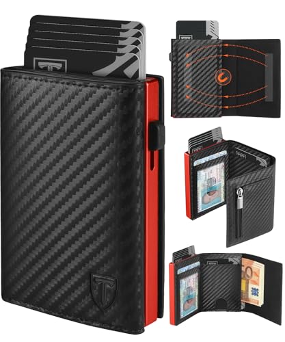 Detalle de TEEHON Geldbörse Herren – Slim Wallet mit Münzfach, RFID-Schutz und Pop-up Kartenfach