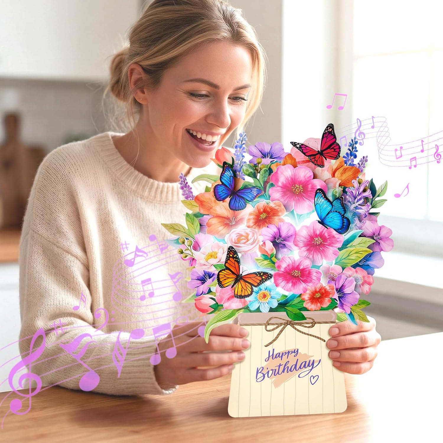 Thumbnail 2 de Airpark Birthday Cards for Women: Light, Music, and a 3D Pop-Up Forever Bouquet
