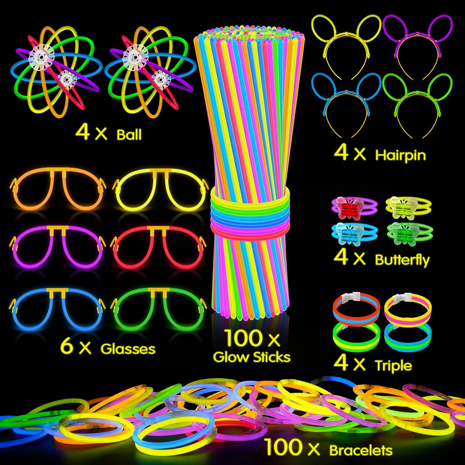 Thumbnail 1 de Kimimara Bracelets Fluorescents 100 pièces 🎉