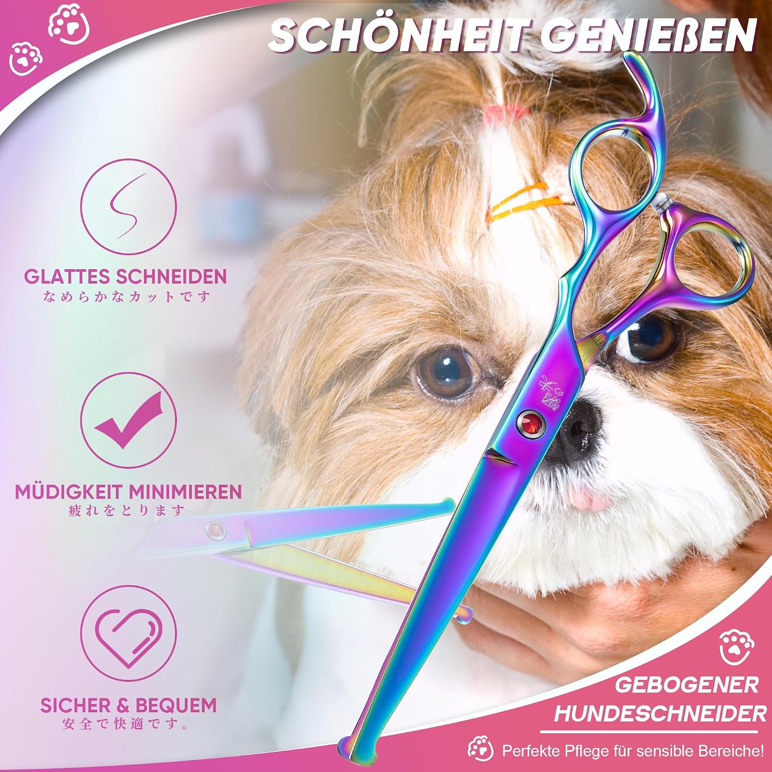 Thumbnail 4 de DRGSKL Gerade Hundehaarschere Offset-Griff