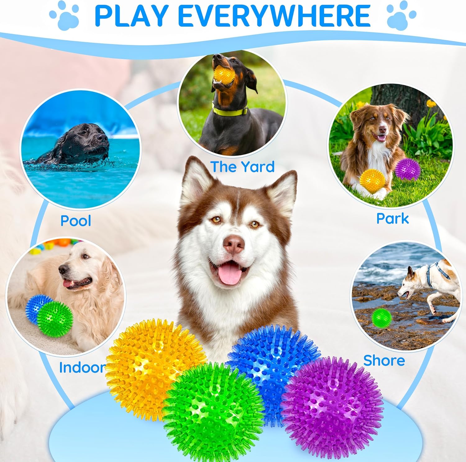 Thumbnail 6 de LECHONG 4-Pack Large Squeaky Dog Balls