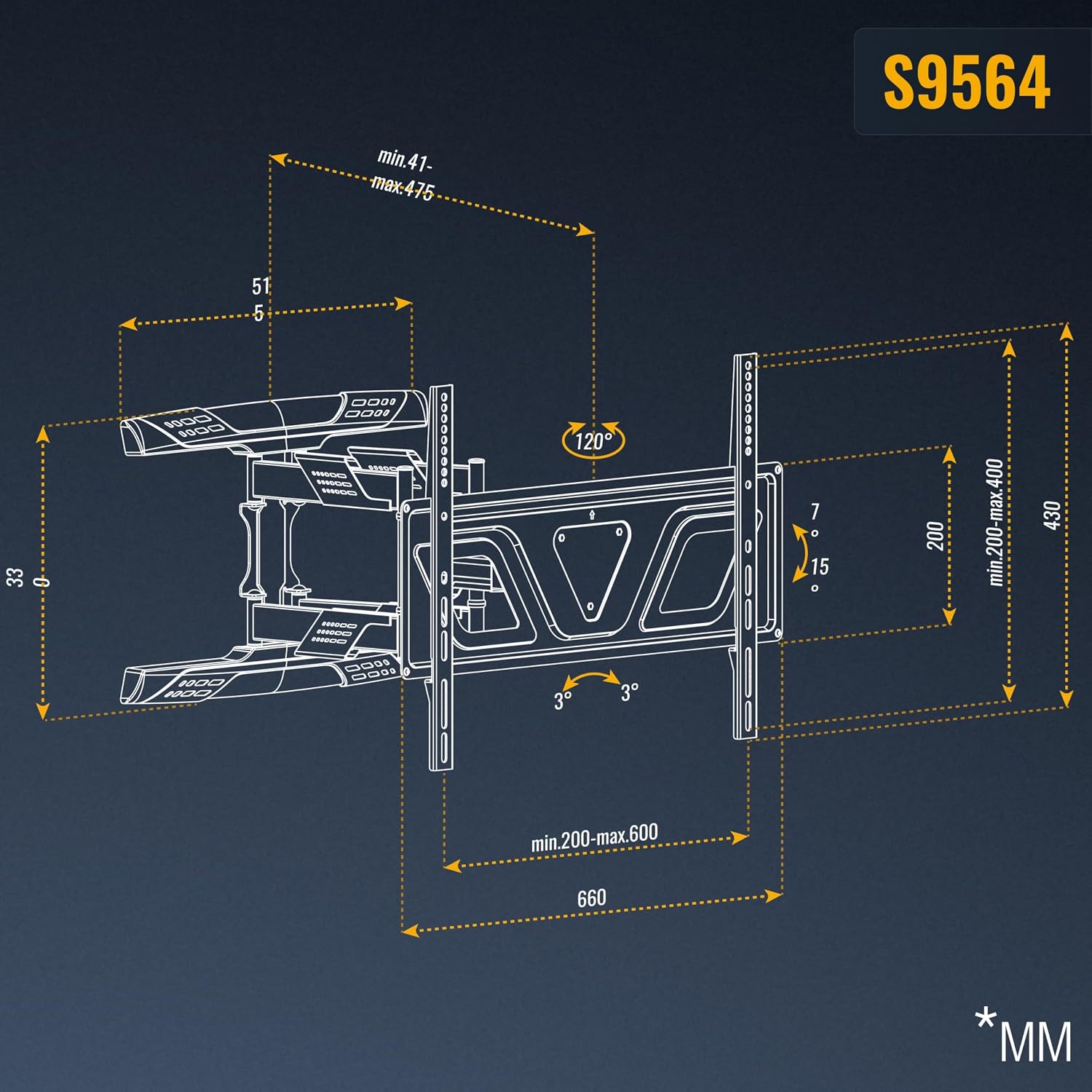 Thumbnail 5 de RICOO S9564 TV Wandhalterung für 40–75 Zoll 45 kg