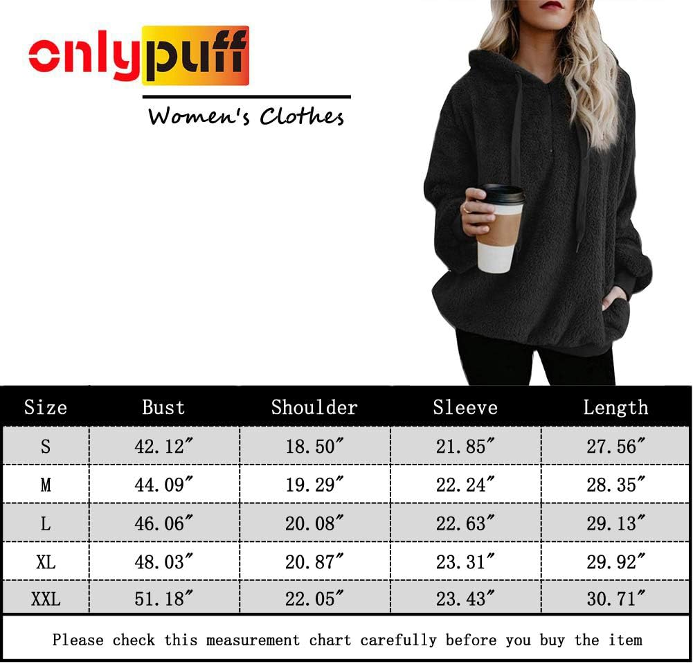 Thumbnail 6 de onlypuff Fuzzy Sherpa Pullover Hoodie for Women with Drawstring and Pocket