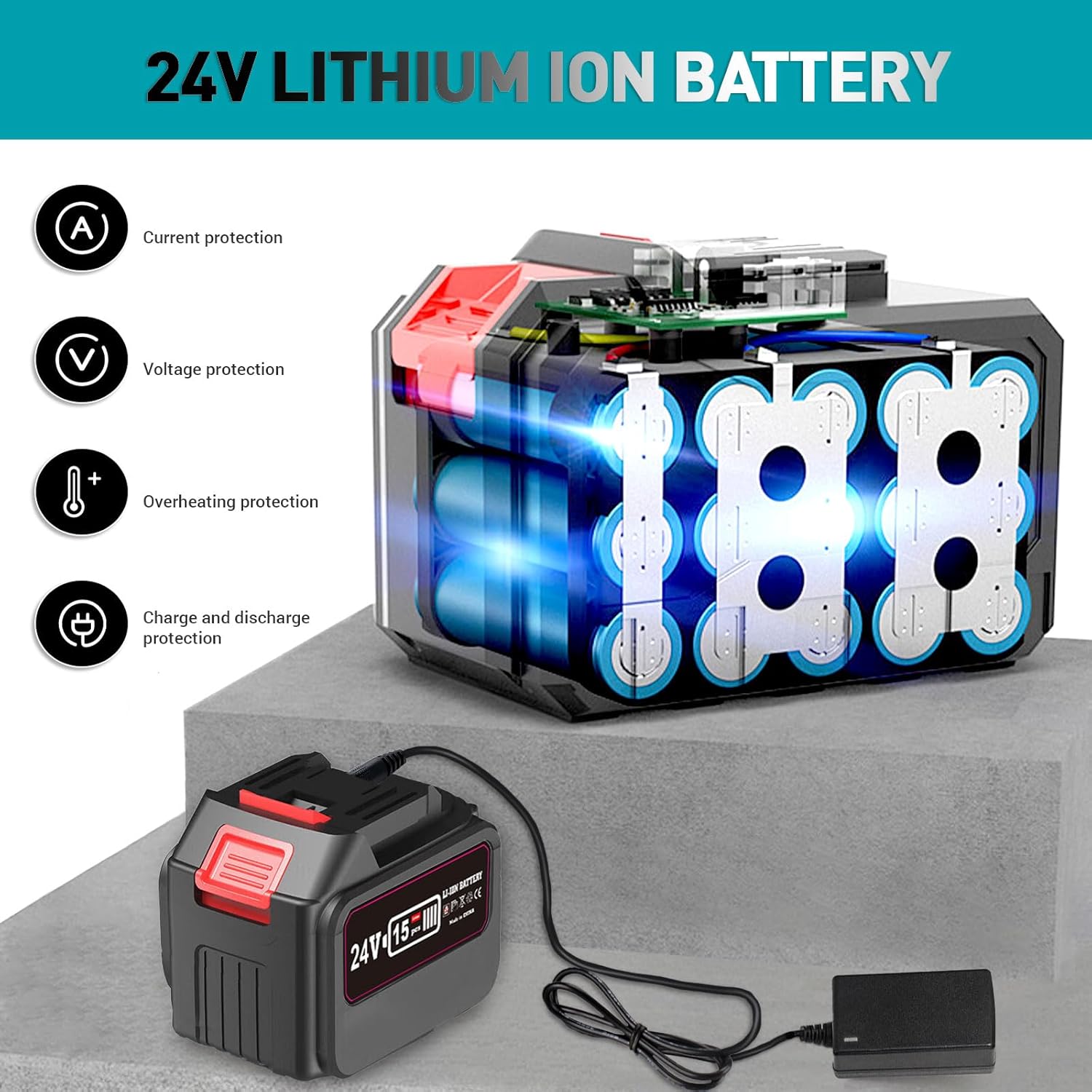 Detalle de Decespugliatore a Batteria con 2 Batterie 4,0Ah e 4 Tipi di Lame – Tagliaerba e Tagliabordi 3 in 1