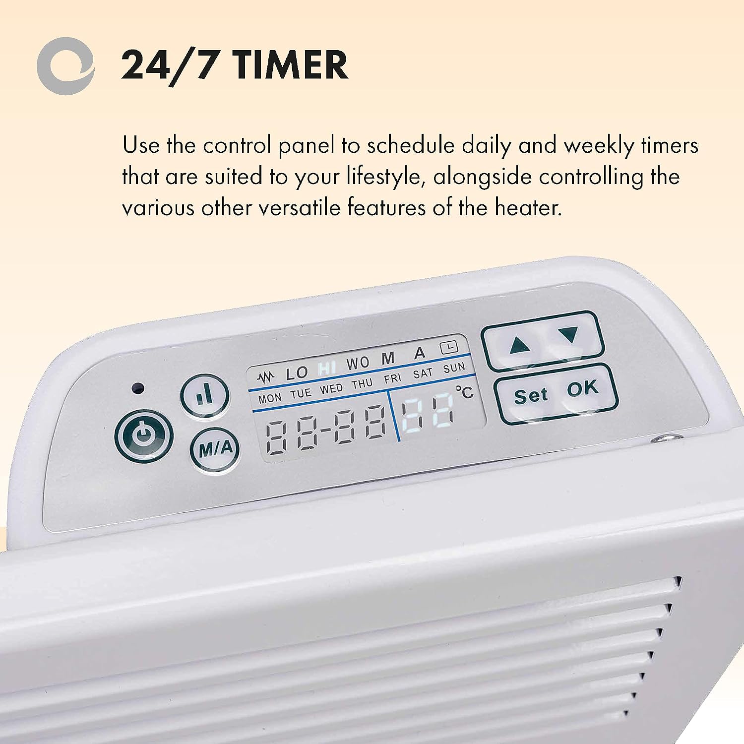 Detalle de Devola DVNDM15 1500W Eco Electric Panel Heater with Adjustable Thermostat