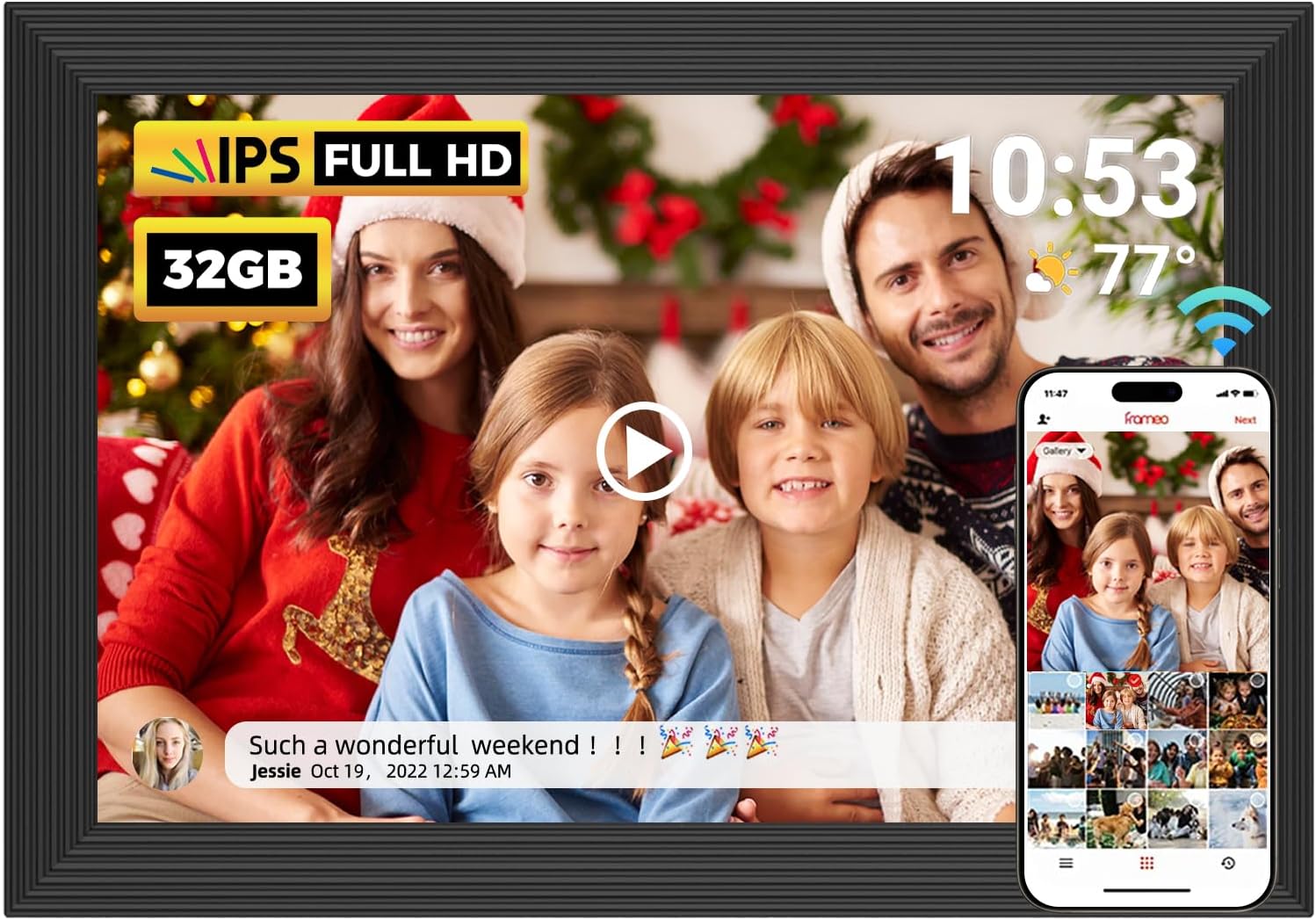 REUMAR FRAMEO Digital Photo Frame (10.1-inch) with 32GB WiFi, Auto-Rotate & Touch Screen