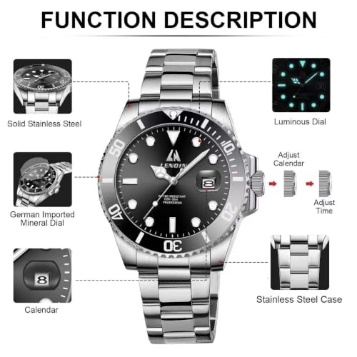 Thumbnail 6 de LN LENQIN Orologio da uomo in acciaio — cronometro analogico al quarzo, impermeabile (3ATM)