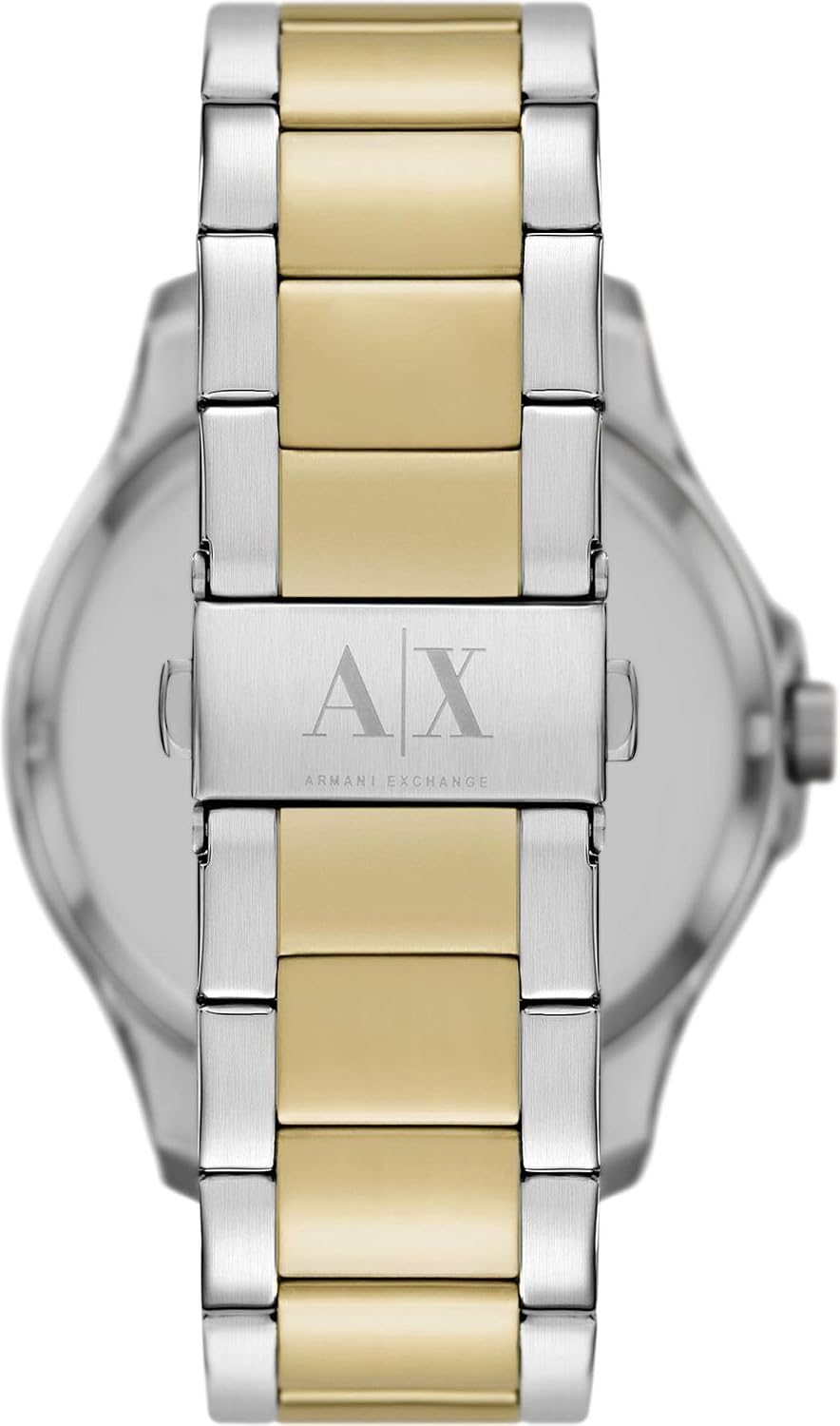Detalle de Armani Exchange Montre pour Hommes – Mouvement Date à Trois Aiguilles, Ø46 mm, Bracelet acier inoxydable bicolore