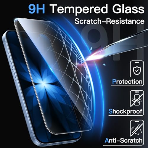 Detalle 1 de JETech verre trempé pour iPhone 17, lot de 3, 9H, transparent HD