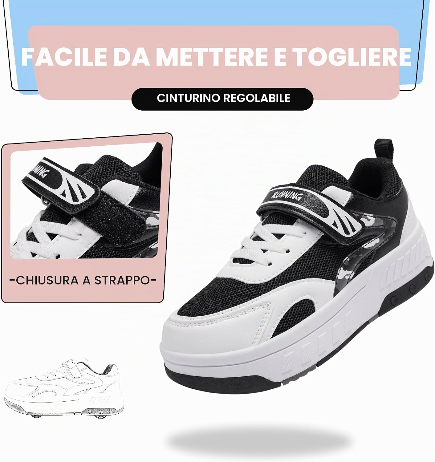 Thumbnail 3 de YINGCSM Scarpe con Rotelle 2 in 1 per Bambini – Pattini con Rotelle a Scomparsa