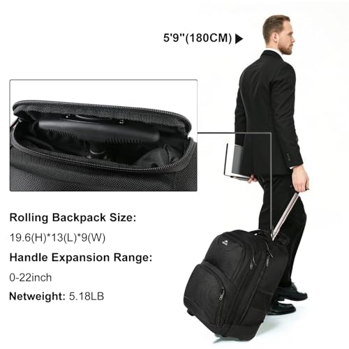 Thumbnail 4 de MATEIN Rolling Backpack: 17-Inch Water-Resistant Wheeled Laptop Backpack