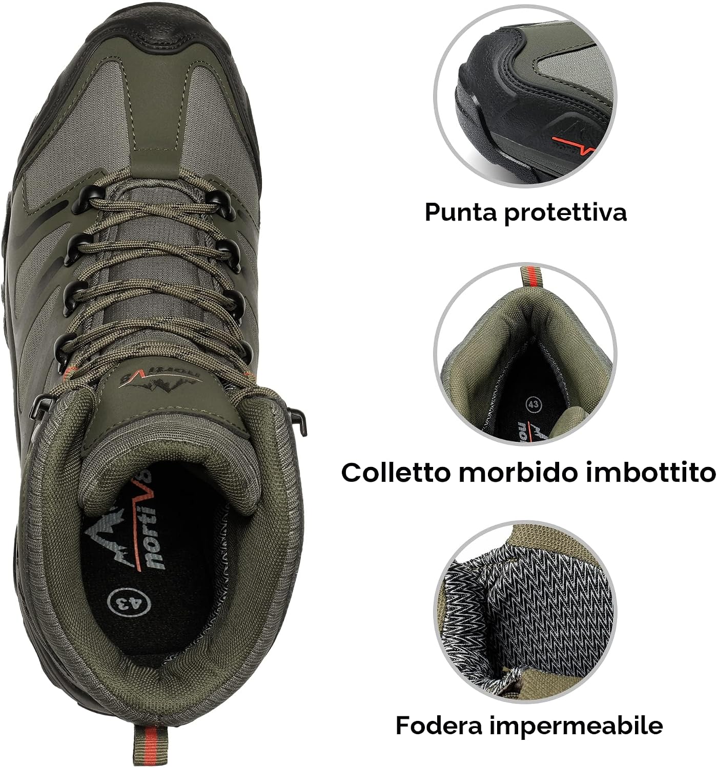 Detalle de NORTIV 8 Stivali da Trekking da Uomo: comfort impermeabile per avventure all'aperto