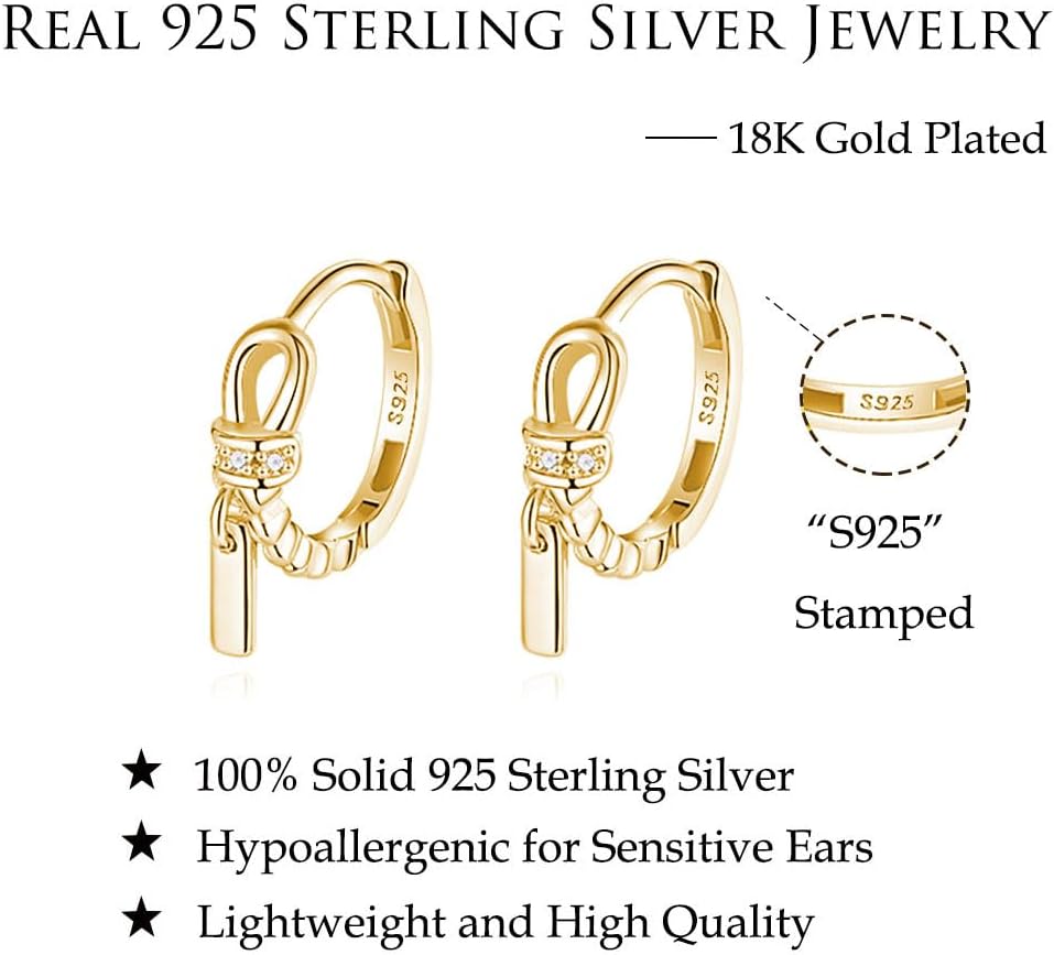 Thumbnail 6 de Reffeer Creolen aus 925er Sterlingsilber mit kleinen Huggie-Form und Zirkonia (CZ) für Damen und Mädchen