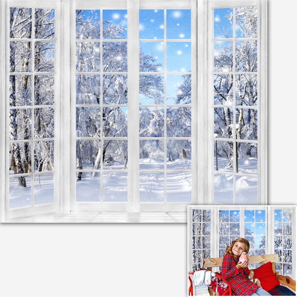 Detalle de ChloropLastid Winter Snowy Photo Backdrop, Christmas Scene, 7x5FT