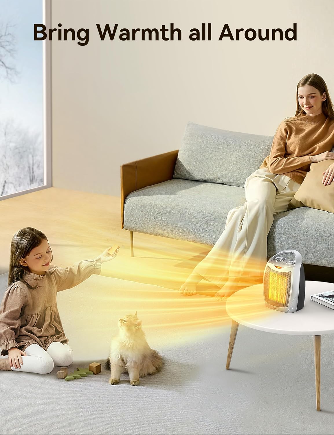 Detalle de GiveBest PTC-905 Portable Space Heater, 1500W/750W, Thermostat & Safety Shutoffs