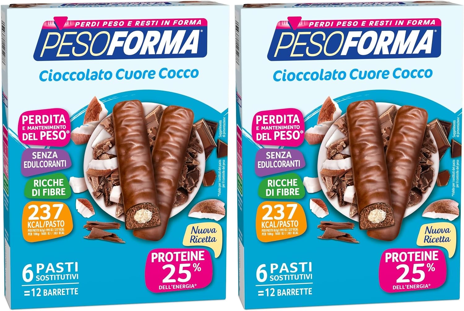 Thumbnail 6 de Pesoforma Barrette Gusto Caramello Salato – 6 Pasti Sostitutivi, 225 Kcal cada barretta, 372 g