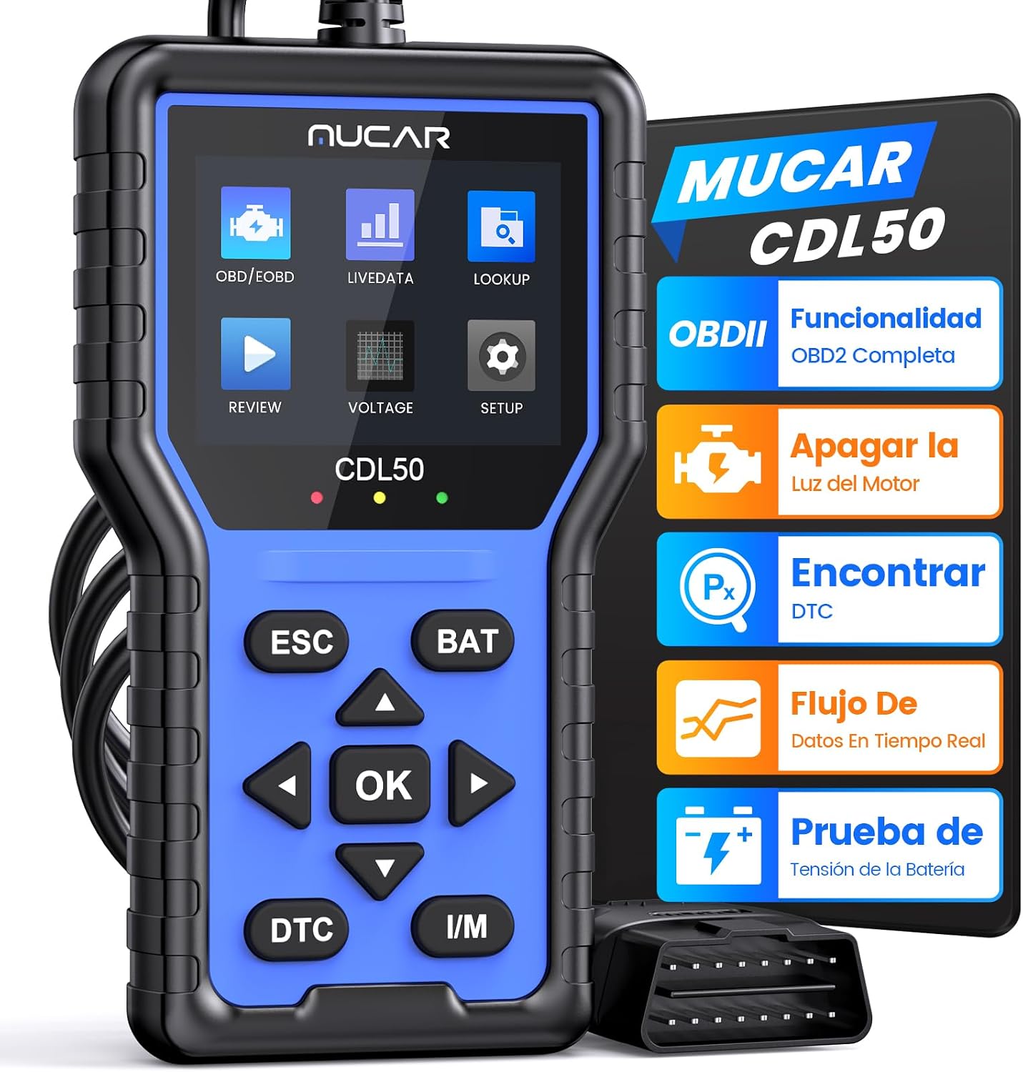 Detalle de mucar CDL50 OBD2 Diagnosis coche