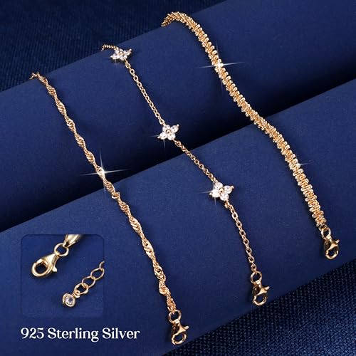 Thumbnail 6 de Finrezio 3 Pcs Gold Bracelet Set for Women – Layered Stackable Jewellery