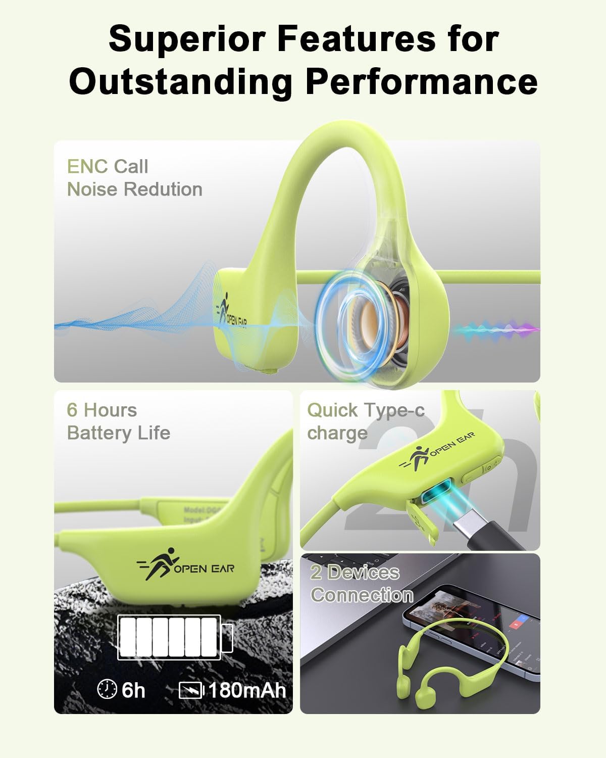 Thumbnail 1 de ANSTEN Casque conduction osseuse Bluetooth 5.3