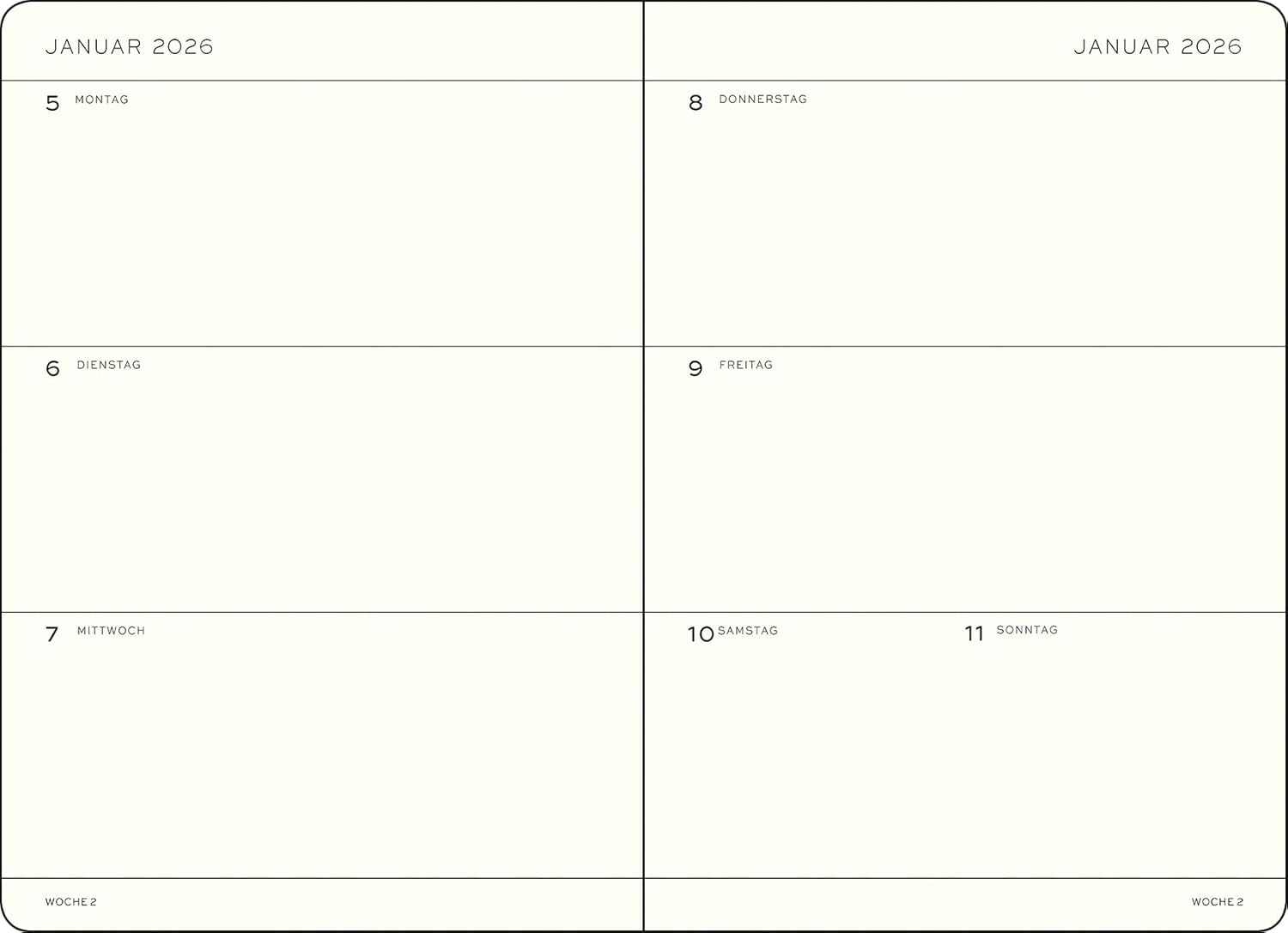 Thumbnail 1 de LEUCHTTURM1917 Wochenkalender Medium (A5) 2026 – 12 Monate, Deutsch (372529)