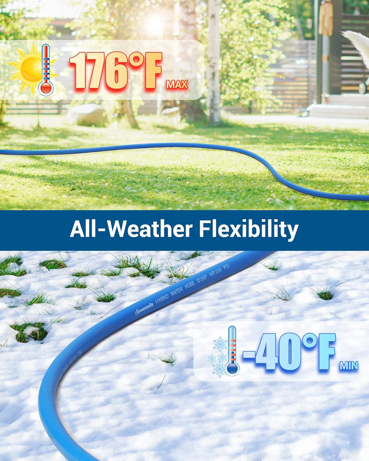 Thumbnail 4 de DEWENWILS 75 ft Hybrid Garden Hose with Swivel Handle — Heavy Duty, Lightweight & Drinking-Water Safe
