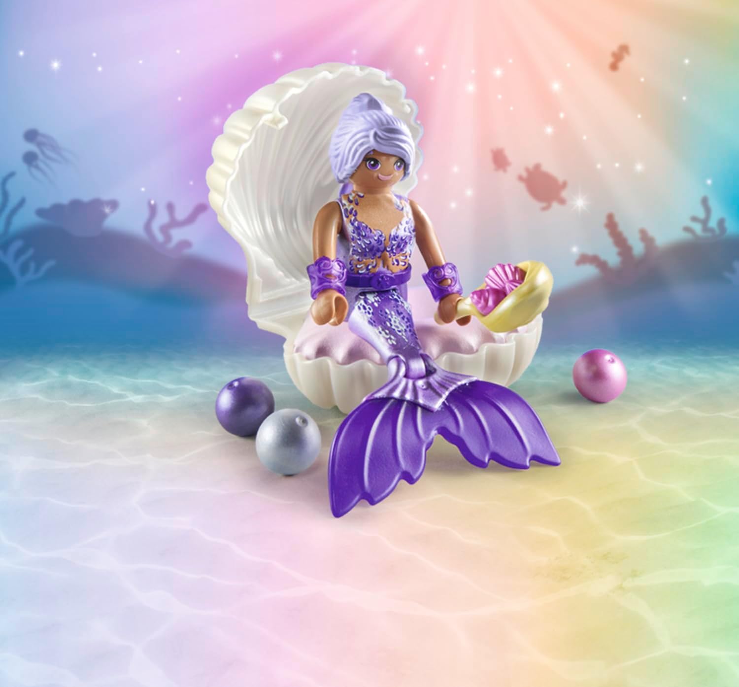 Detalle de PLAYMOBIL Princess Magic 71502 Meerjungfrau mit Perlmuschel – inkl. Muschelschatulle und Dekomuschel