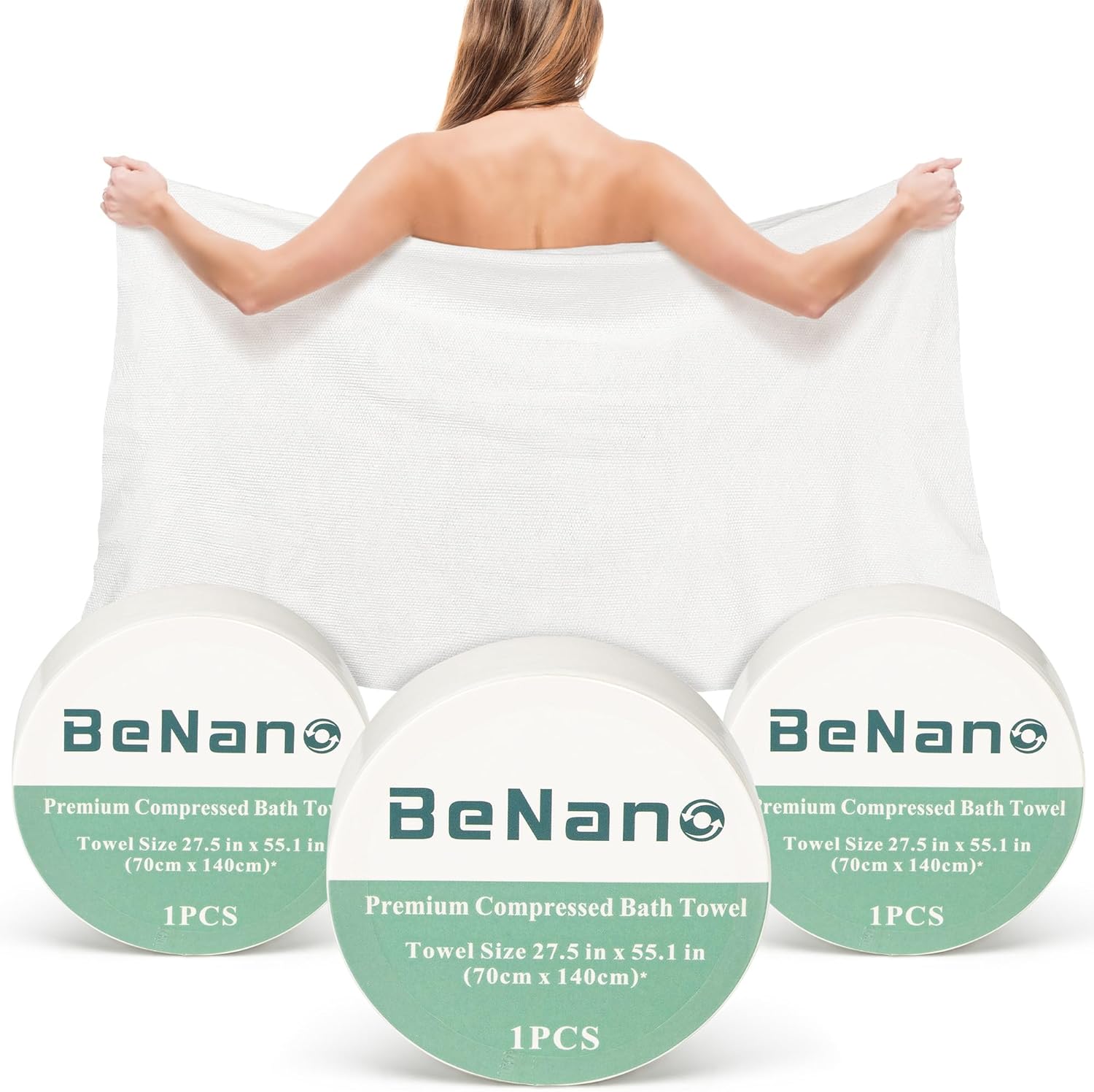 Thumbnail 6 de Benano Premium Compressed Towel Tablets (5 Pack) – 100% plant-fibre disposable & reusable bath towel