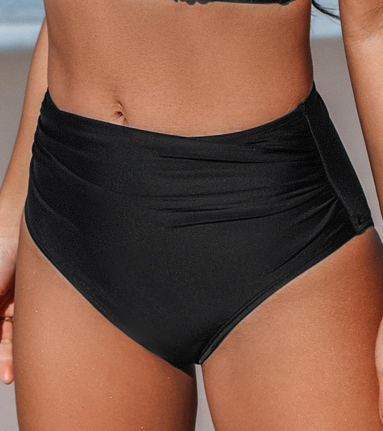 Detalle 1 de CUPSHE Bas de bikini taille haute noir