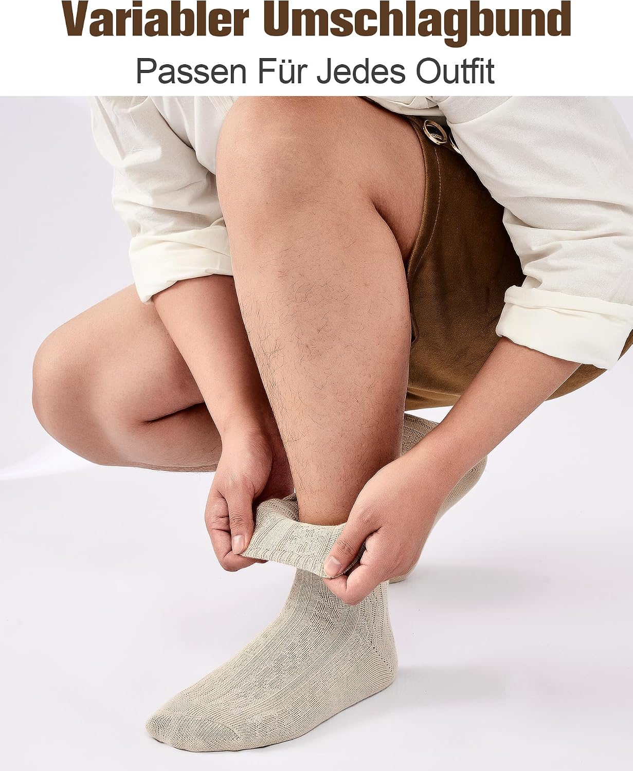 Detalle de Effeeet Kurze Trachtensocken für Herren & Damen – 1 Paar mit Edelweiß-Anstecker